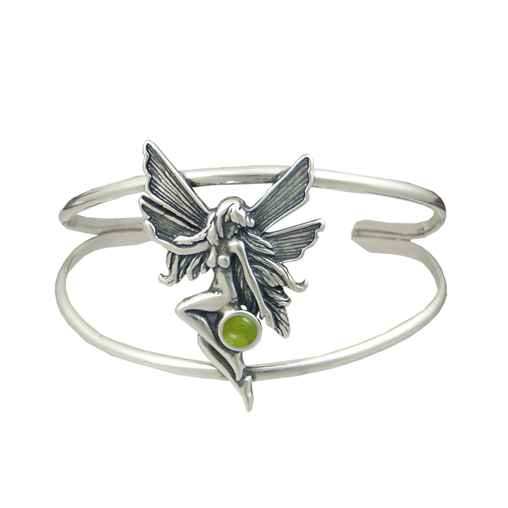 Sterling Silver Fairy Cuff Bracelet With Peridot